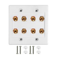 4 Pair Banana Clip Wall Plate Kit White