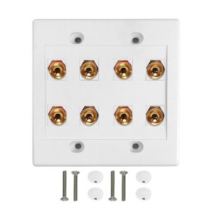 4 Pair Banana Clip Wall Plate Kit White