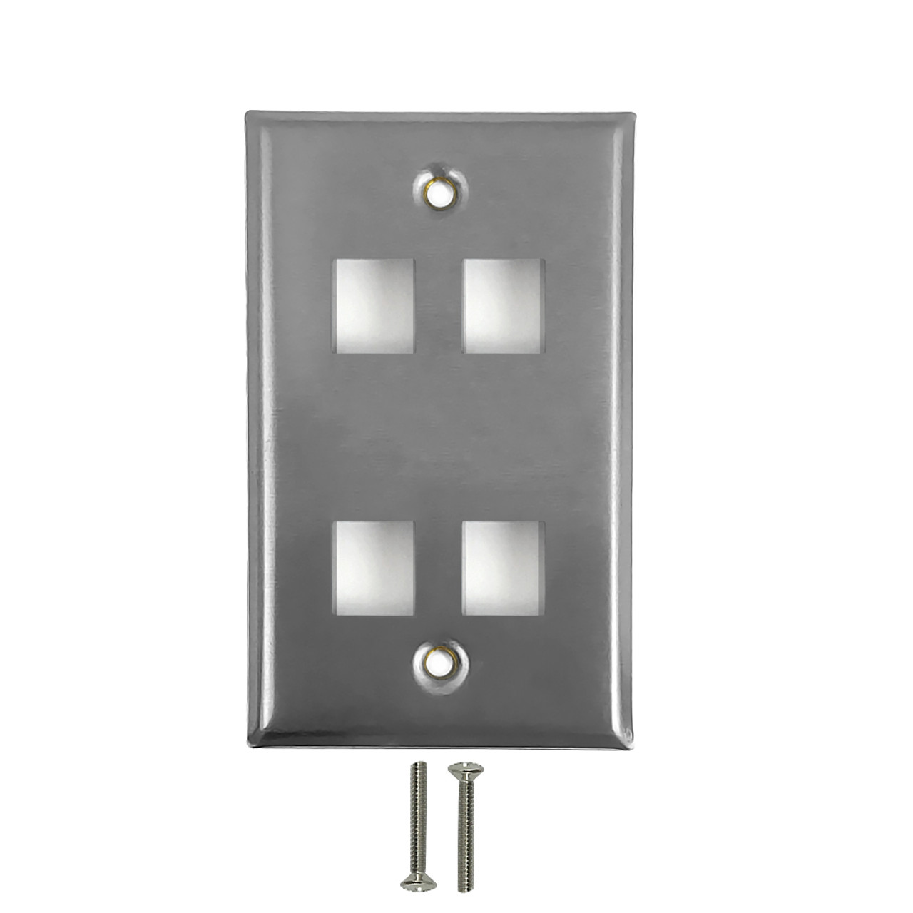 4 Port Keystone Stainless Steel Wall Plate