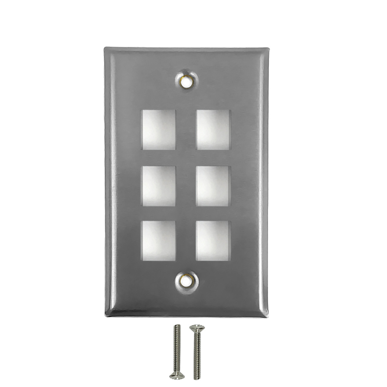 6 Port Keystone Stainless Steel Wall Plate