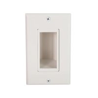 Cable Pass Through Wall Plate with built in Wall Clip – Side Exit Single Gang White