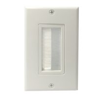 Cable Pass through Wall Plate  Brush Style  Single Gang Decora White