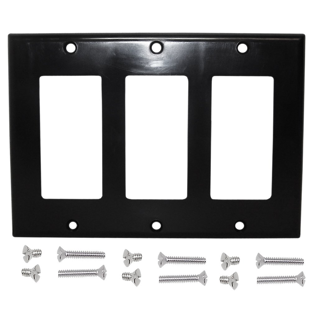 Decora Triple Gang Wall Plate Black