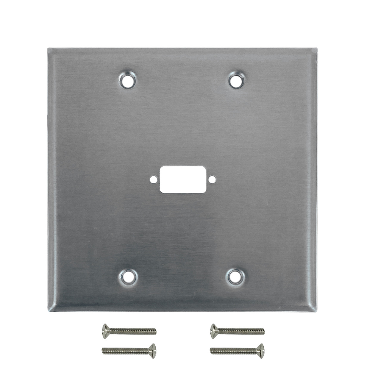 Double Gang 1 Port DB9 size cutout Stainless Steel Wall Plate