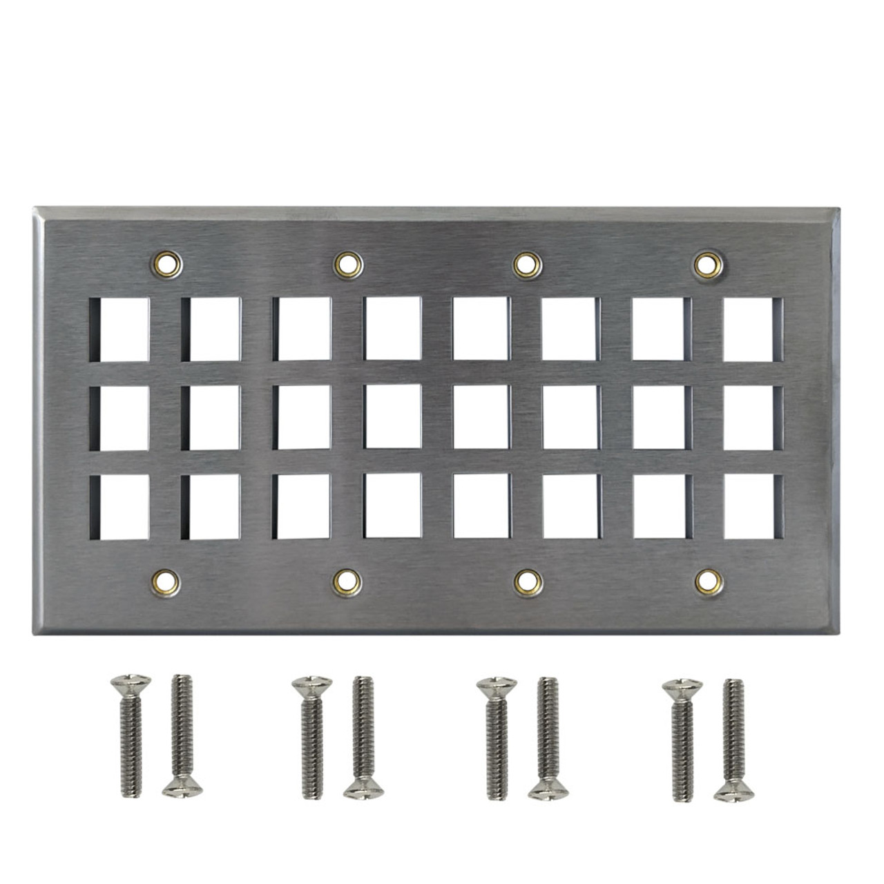 thumbnail image 2 of 1-Hole Keystone Wall Plate – Stainless Steel – My Cable Mart FE-KEY-1H-SS 2 of 6