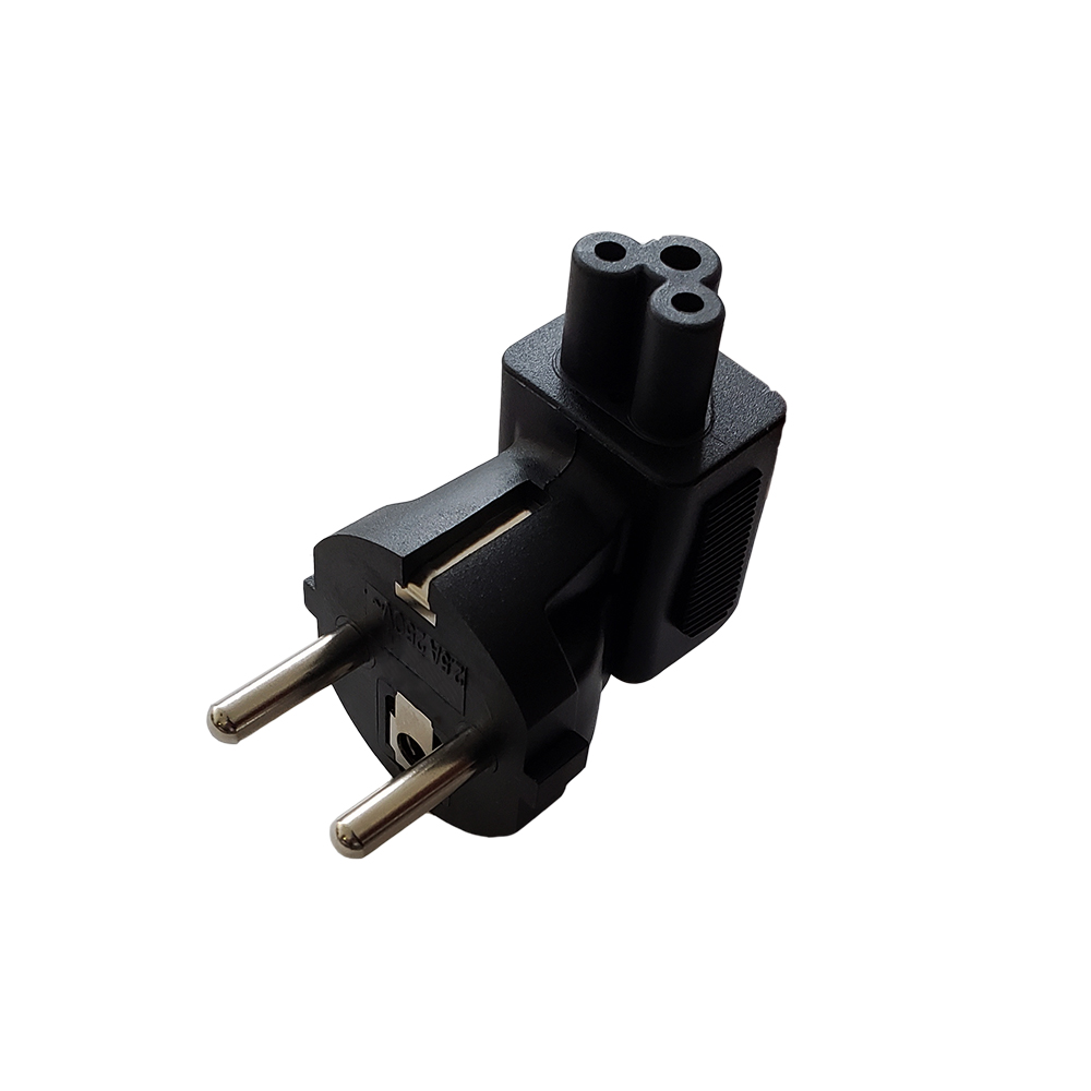 Schuko CEE 77 Euro Plug to C5 Power Adapter Down Angle