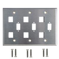 Triple Gang 3 Port DB9 Size Cutout 6 x Keystone Stainless Steel Wall Plate