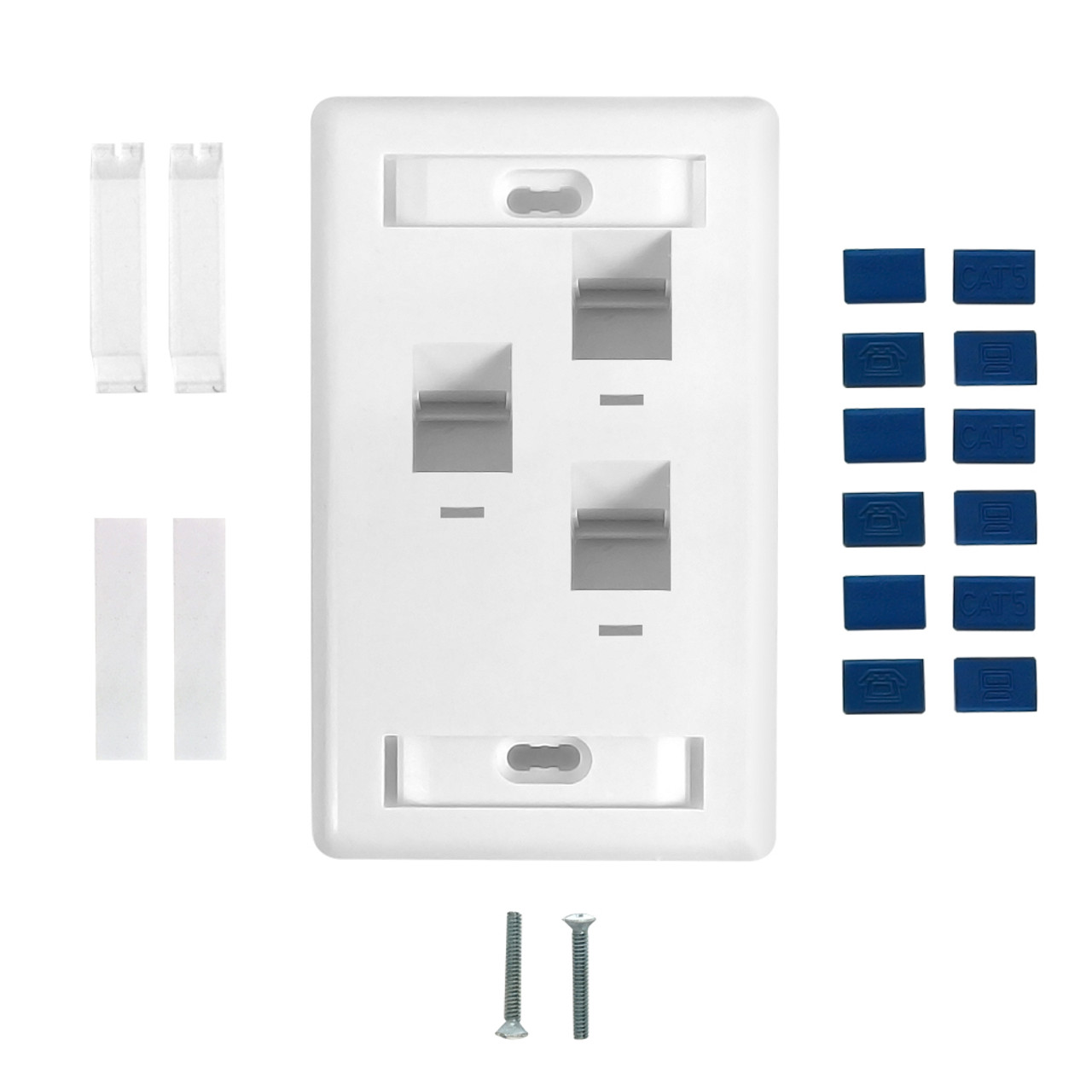 Wall Plate 3 Port Angled Keystone White