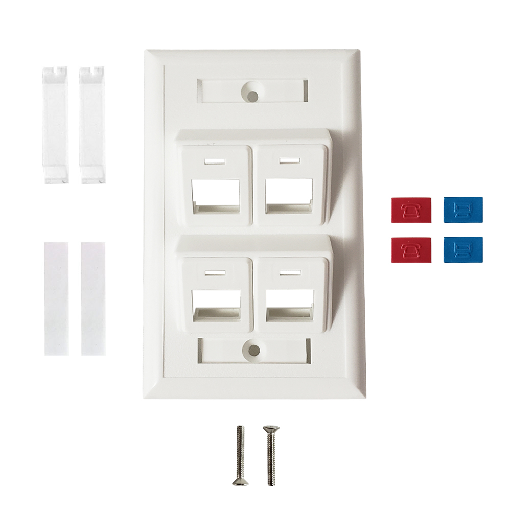 Wall Plate 4 Port Angled Keystone White