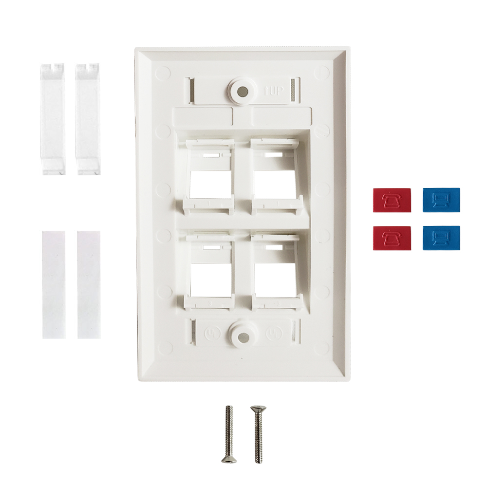 Wall Plate 4 Port Angled Keystone White1