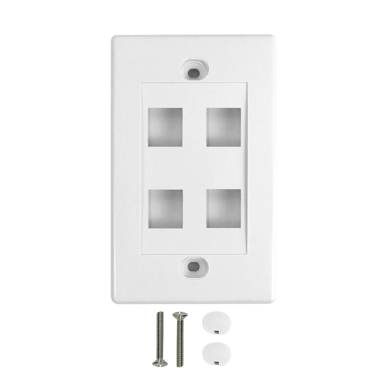 Wall Plate 4 Port Keystone White