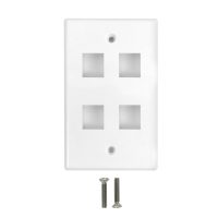 Wall Plate Flush Style 4 Port Single Gang Keystone White