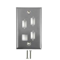 Wall Plate Single Gang 3x DB9 1x Keystone Stainless Steel
