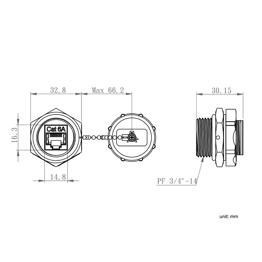 1bc7b Other Brands Cab CN C6A FFS IP68 IP Rated Cables Accessories Cat6A RJ45 Female to RJ45 Female Shielded Bulkhead Coupler Waterproof IP68 Rated Black 1