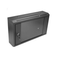 Wall Mount Cabinet 6U x 6″ Depth Glass Door – Black